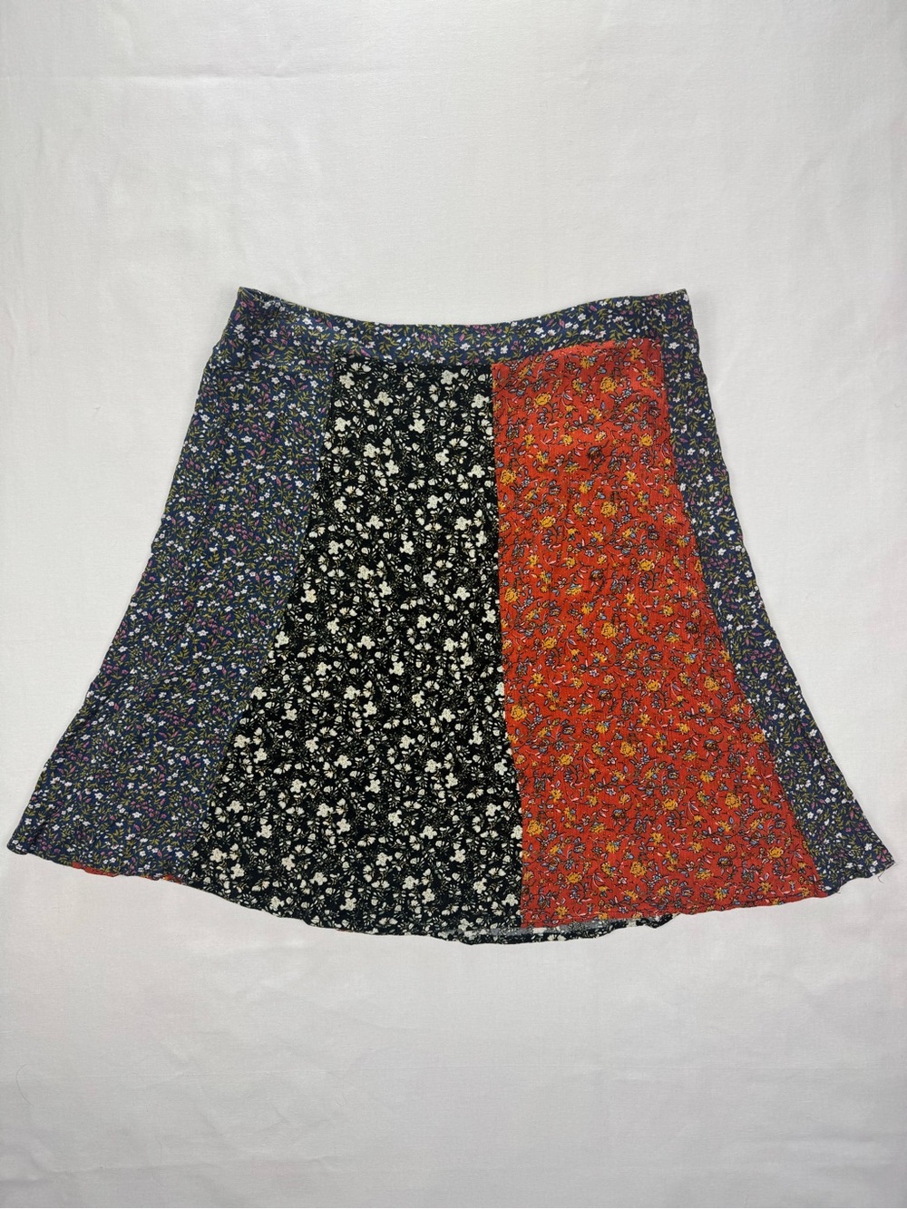 Natural Life Floral Patchwork Pull-on Skirt Boho Cottagecore A-Line Skirt large